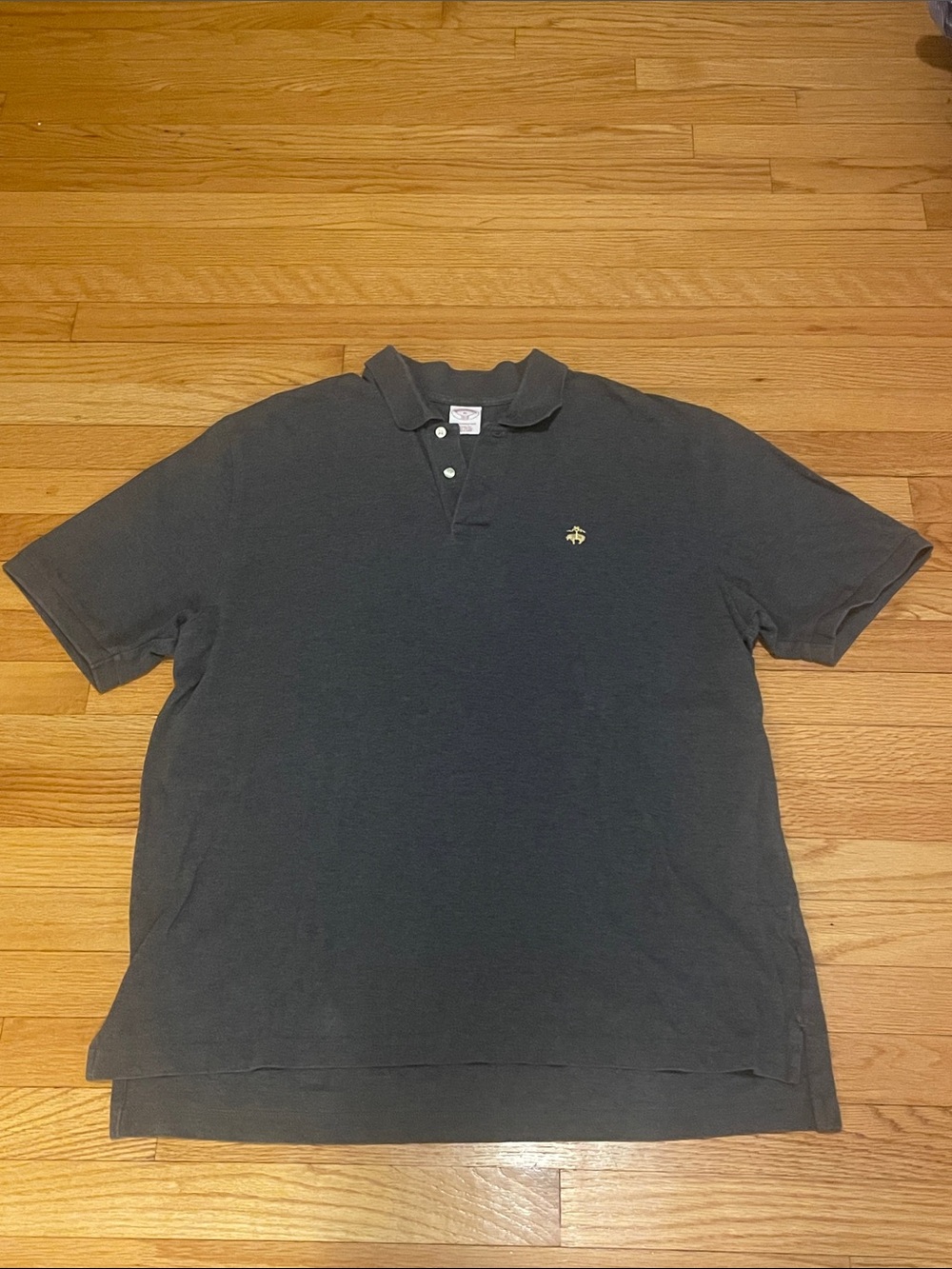 Brooks Brothers polo t-shirt Charcoal dress up tee with Embroidered Logo Size XL